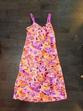 Vibrant Floral Slip Dress in Pink, Orange & Purple